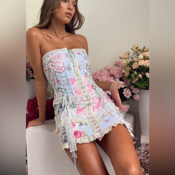 Fillyboo Cabbage Tree Lane-Lace up Corset Mini Dress size small-sold out online! - Picture 5 of 9